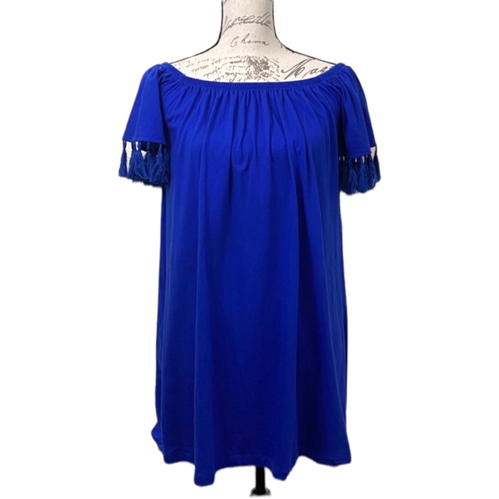 ASOS Boat Wide Round Neck Shift Dress Short‎ Sleeve Tassels